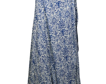 Saheli Bohemian Full Length Blue Printed Wrap Around Skirt Rayon Printed Summer Fashion Gypsy Hippie Chic Halter Dress