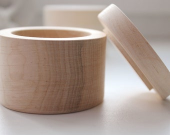 Round unfinished wooden box - with cover - natural, eco friendly - 60 mm diameter - B101-60