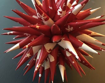 Polish star ornament- Red & White Print
