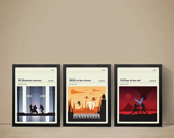 Star Wars (Episodes 1-3) Movie Posters - Set of Prints, Movie Poster, Movie Print, Film Poster, Star Wars Poster