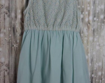 D_019 Vintage baby Blue lace mini Dress