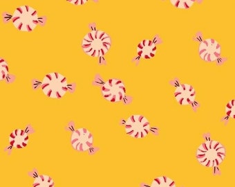 Sugarplum Yellow Peppermints 50167-7 By Heather Ross for Windham Fabrics