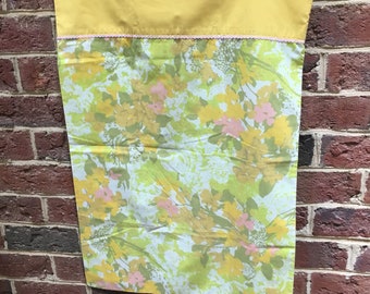 Vintage Retro pink, yellow and green floral standard pillowcase