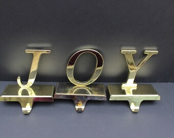 Vintage JOY Brass Stocking Holders /Heavy Stocking Holders/