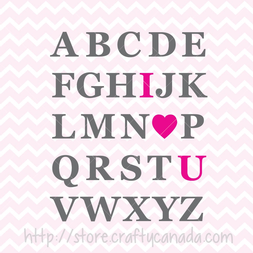 Download I Love You Alphabet SVG & PNG in Pink Green Purple and