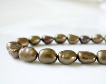 Brown Pearls, Chocolate Pearls, Brown Freshwater Pearls, Rice Pearls, Baroque Rice Pearls, Real Pearl, Genuine Pearl 5mm - Full Strand RP414