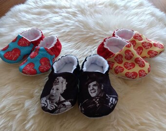 I Love Lucy Slipper/Moccs, Crib Shoes, Toddler Moccs, Kid's Slippers, Soft Sole Women's Slippers, Baby Gift, Gift for Women