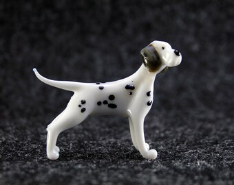 Color Glass Dalmatian Figurine.Dog Figurine Glass.Figure miniature.glass lampwork.glass dog sculpture.dog figurine.(e21)