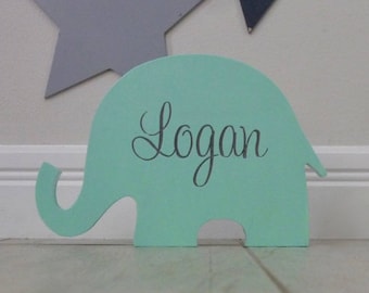 Name sign, Custom wooden name, Elephant decor, Nursery name sign, New baby gift, Nursery Decor - Elephant