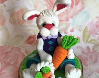 Polymer Clay Easter Bunny with carrot basket