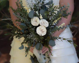 Woodland Greenery Dried Flower Wedding Bouquet | The Jeanie Mae Collection