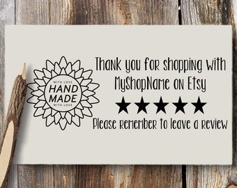 Etsy Seller Review Request Stamp Self Inking Wooden Handle Please Leave A Review Thank You For Your Purchase Black Red Blue Purple Green 285