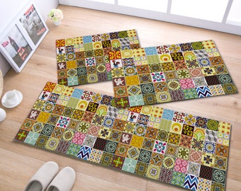 Kitchen Rugs Tile Portuga, 15"x35" - 3 piece