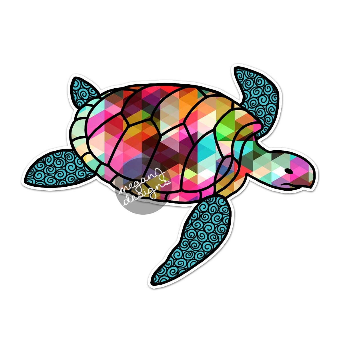 Sea Turtle Colorful Geometric Design Pattern Beach Car Laptop