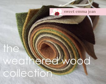 9x12 Wool Felt Sheets - The Weathered Wood Collection - 8 Sheets of Felt