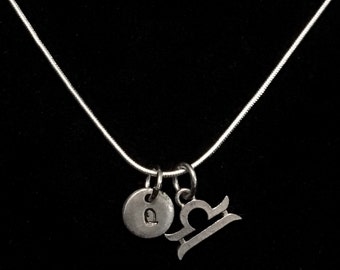 Libra Sterling Silver Necklace, Zodiac Sterling Silver Necklace, Horoscope Sterling Silver Necklace qb114