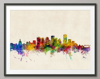 Edmonton Skyline, Edmonton Canada Cityscape Art Print (350)