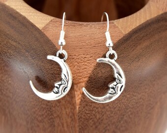 Growing silver Moon Stud Earrings, silver moons growing clips