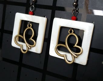 mother of Pearl and butterfly earrings