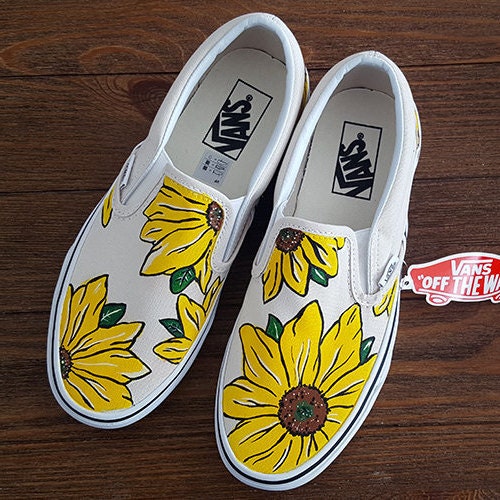 Custom Sunflower Vans Shoes Hand Painted Shoes Gifts for