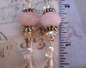 Misty Pink and Clear Crystal Swarovski Earrings