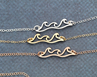 Beach Jewelry Wave Necklace Beach Gift Wave Pendant • Beach Wedding Necklace Surfer Gift Tropical Wedding Jewelry Hawaii Gift Mother's Day