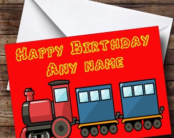 Red Train Personalised Birthday Card