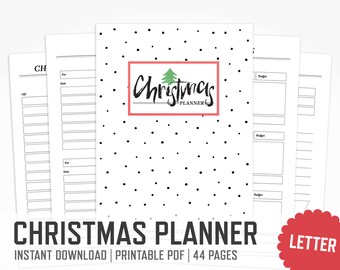 christmas planner letter size holiday menu planner christmas holidays organizer party planner xmas binder gift log instant download