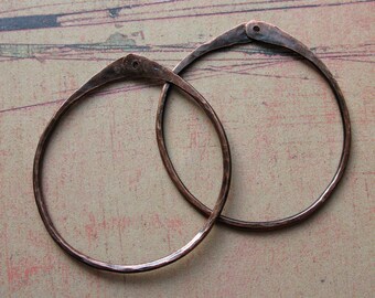 Antiqued Copper Open Hoop Findings - 1 pair - 37mm