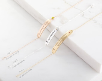 14k GOLD FILL | Dainty Medical Alert Bracelet | Medic Alert Bar Bracelet | Birthstone Allergy Bracelet | Custom Medical ID Bracelet
