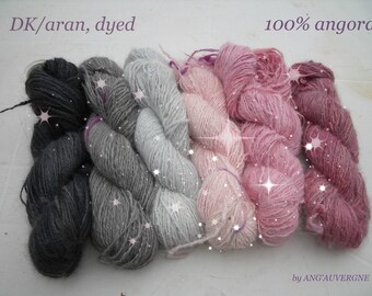 Handspun 100% Angora Yarn, DK/ARAN, dyed