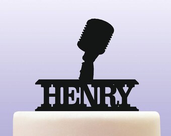 Acrylic Retro Microphone Cake Topper