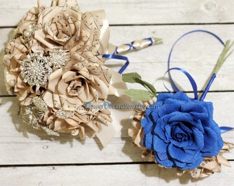 music wedding bouquet - 7 blossom roses + 11 brooches, choose your colors - choose your music wedding set