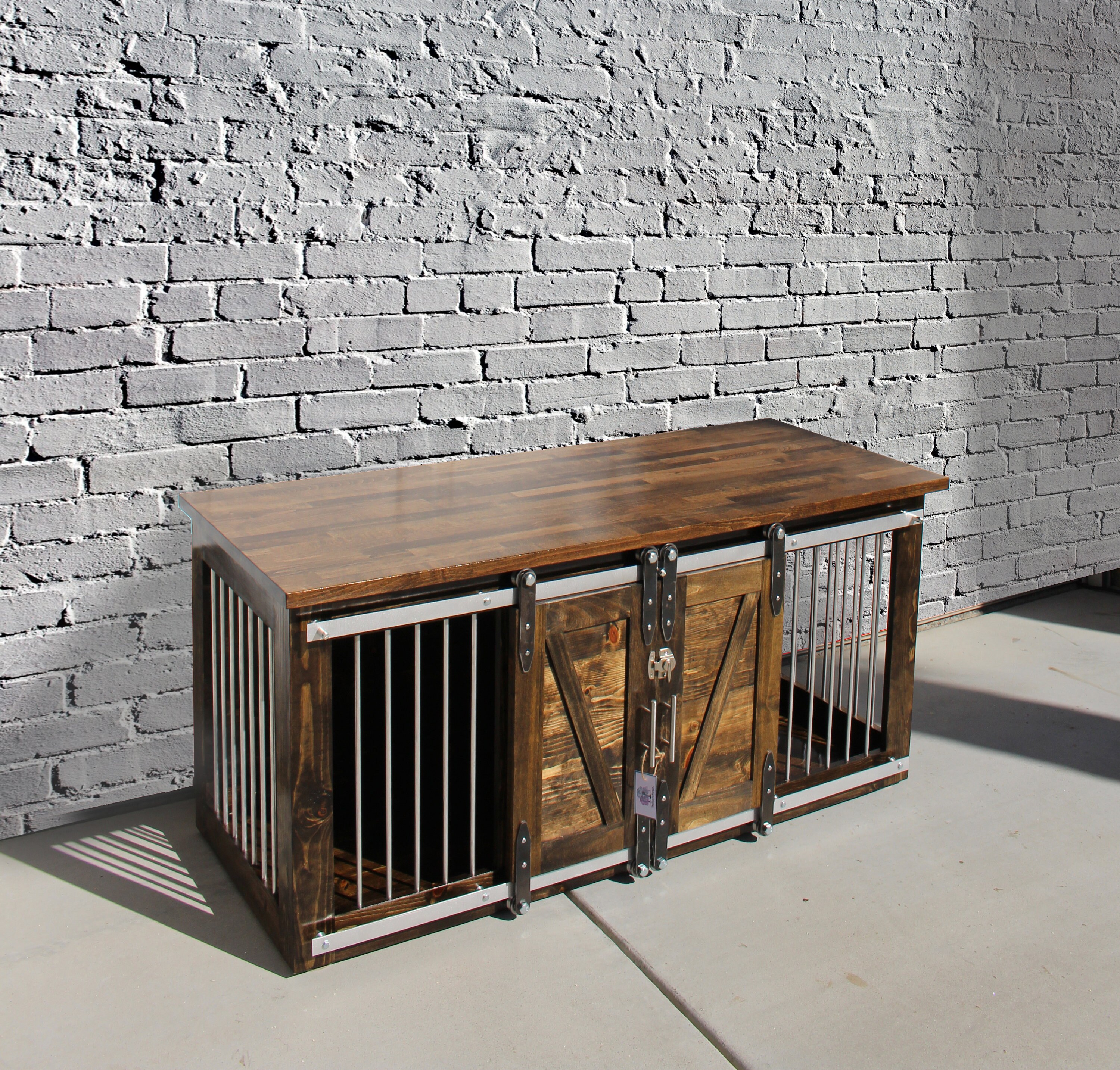 Rustic Dog Crate Sliding barn doors / Fully Custom / Dog