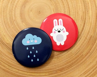 Illustration Bunny or cloud Pocket mirror / 76mm