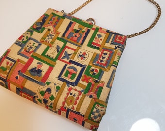 FREE SHIPPING 1940 Hand Painted Handbag