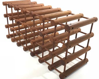 MASSIVE Nissen Denmark teak 28 bottle wine rack