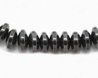 BULK 110 Hematite Gemstone Rondelle Beads 7mm x 8mm 1 Strand - BD450