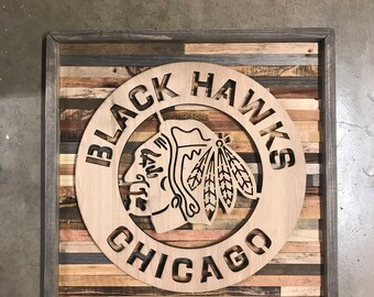 Rustic Chicago Blackhawks wall art