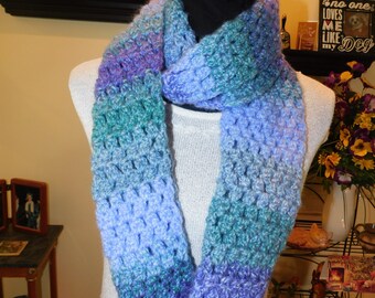 Handmade, Chunky Weight, Purples and Greens Infinity Scarf