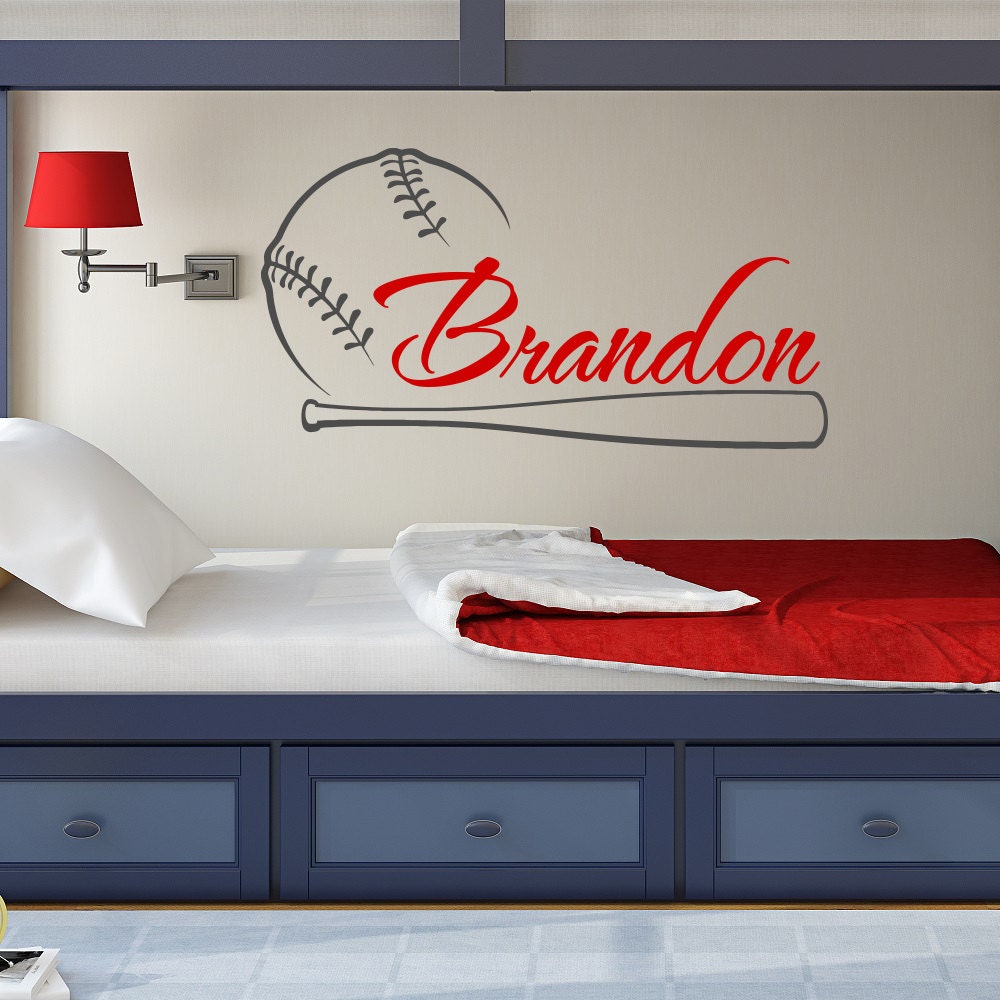 Baseball Name Wall Decal Boy Baseball Personalized Decal Boy