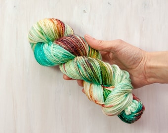 Hand dyed yarn, worsted yarn, blue yarn, coral yarn, variegated yarn, merino yarn, superwash yarn, dyed yarn, aran yarn