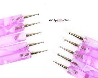 5 pcs Floral dotting pen Set for nail art/marbleizing glaze painting pen/ polymer clay DIY tool pen/ miniature crafts making tool set