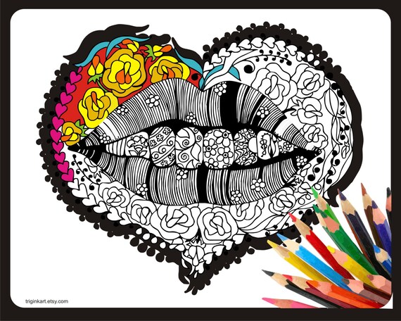 Kiss Me Adult coloring page