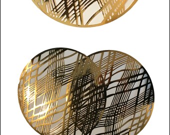 20,Gold Placemats, Wedding Placemats, Foil Chic Design, Round Gold Placemats - PACK OF 20