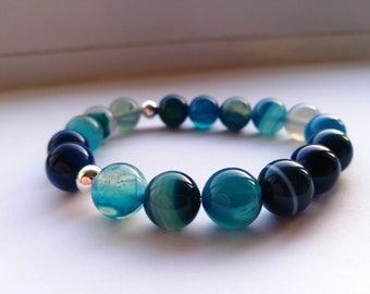 Blue Agate Sterling Silver Bracelet