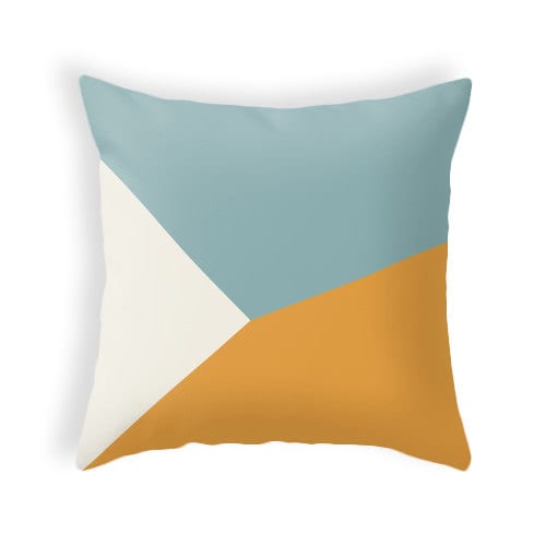 Teal and orange geometric cushion cover teal and camel throw