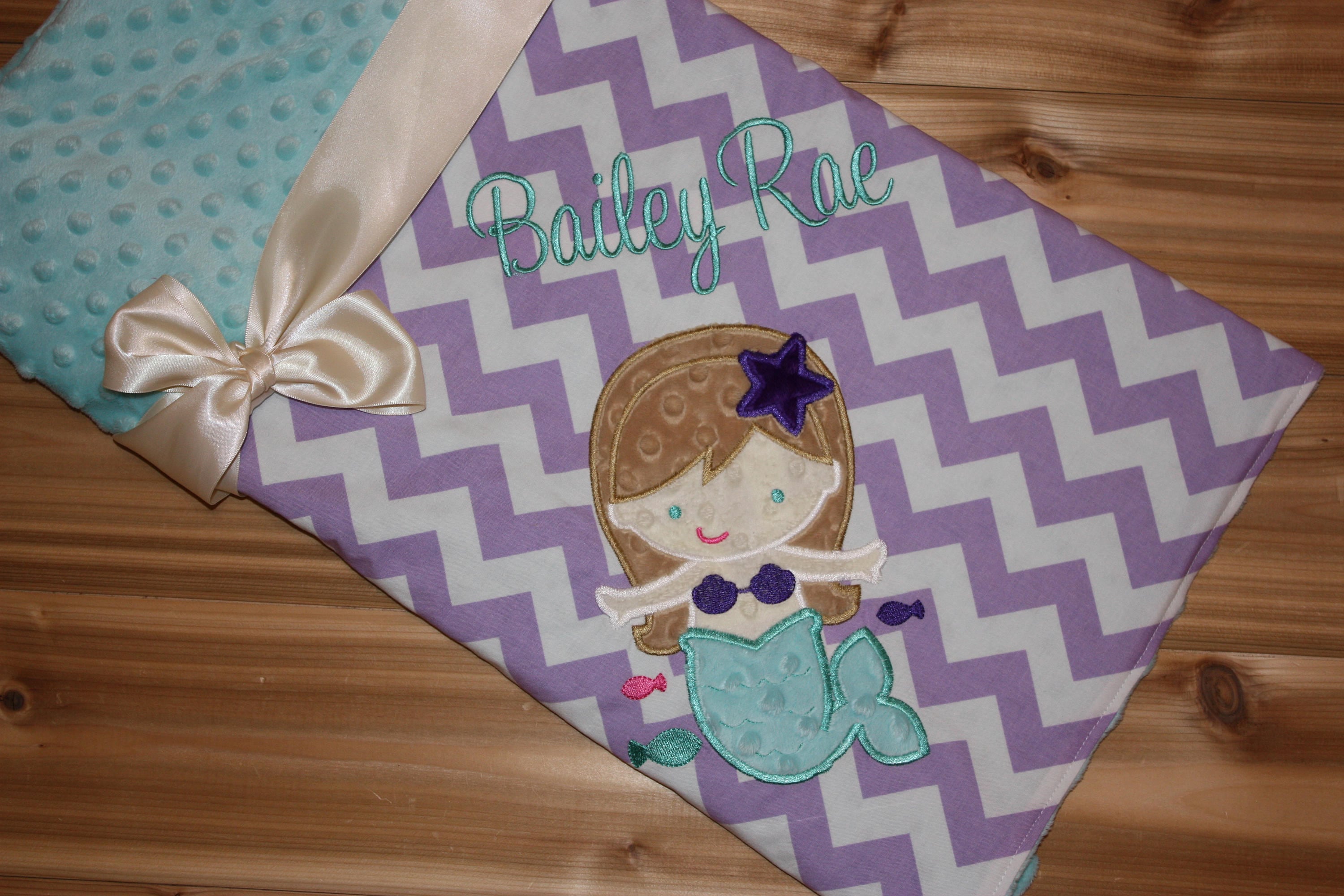 Mermaid Blanket Personalized Minky Baby Blanket Chevron