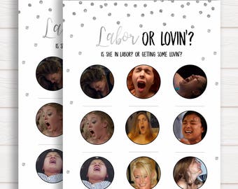 Labour or Lovin Baby Shower Game, Porn or Labour Game, Labor or Lovin Game, Funny Baby Shower Games, Labour or Lovin, Silver Glitter Games