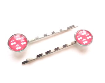 Cherry Hair Pins, Red Hair Pins, White Hair Pins, Bobby Pins, Silver Hair Pins, Hair Pins For Girl, Pin Up Hair Pins, Woman Hair Pins